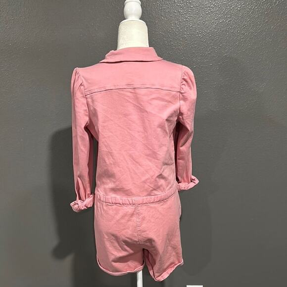 1. STATE Long Sleeve Tie Waist Romper Jumpsuit Blush Pink Casual S - Picture 5 of 7